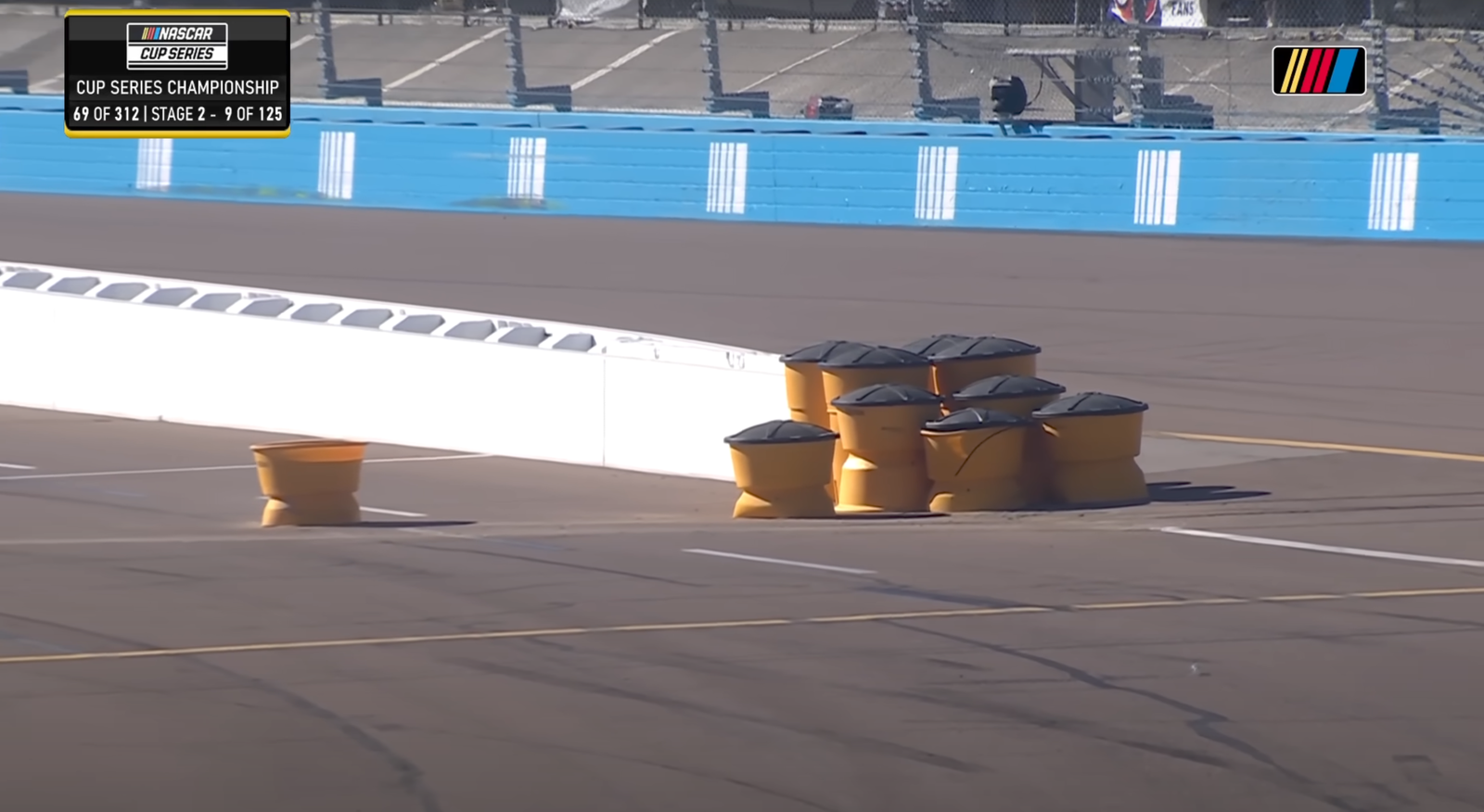 Post-crash debris at pit entry © NASCAR